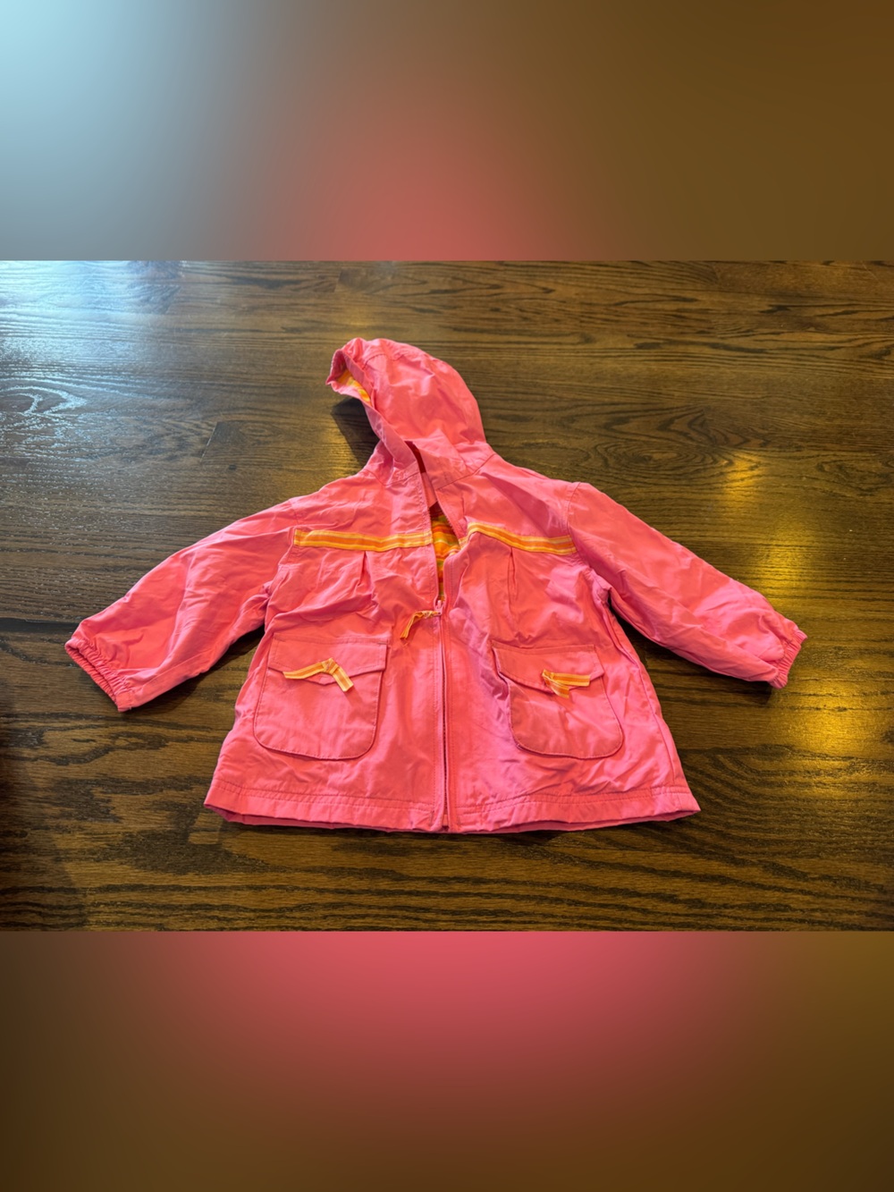 Carter's Pink Hooded Kids Jacket with Yellow Trim